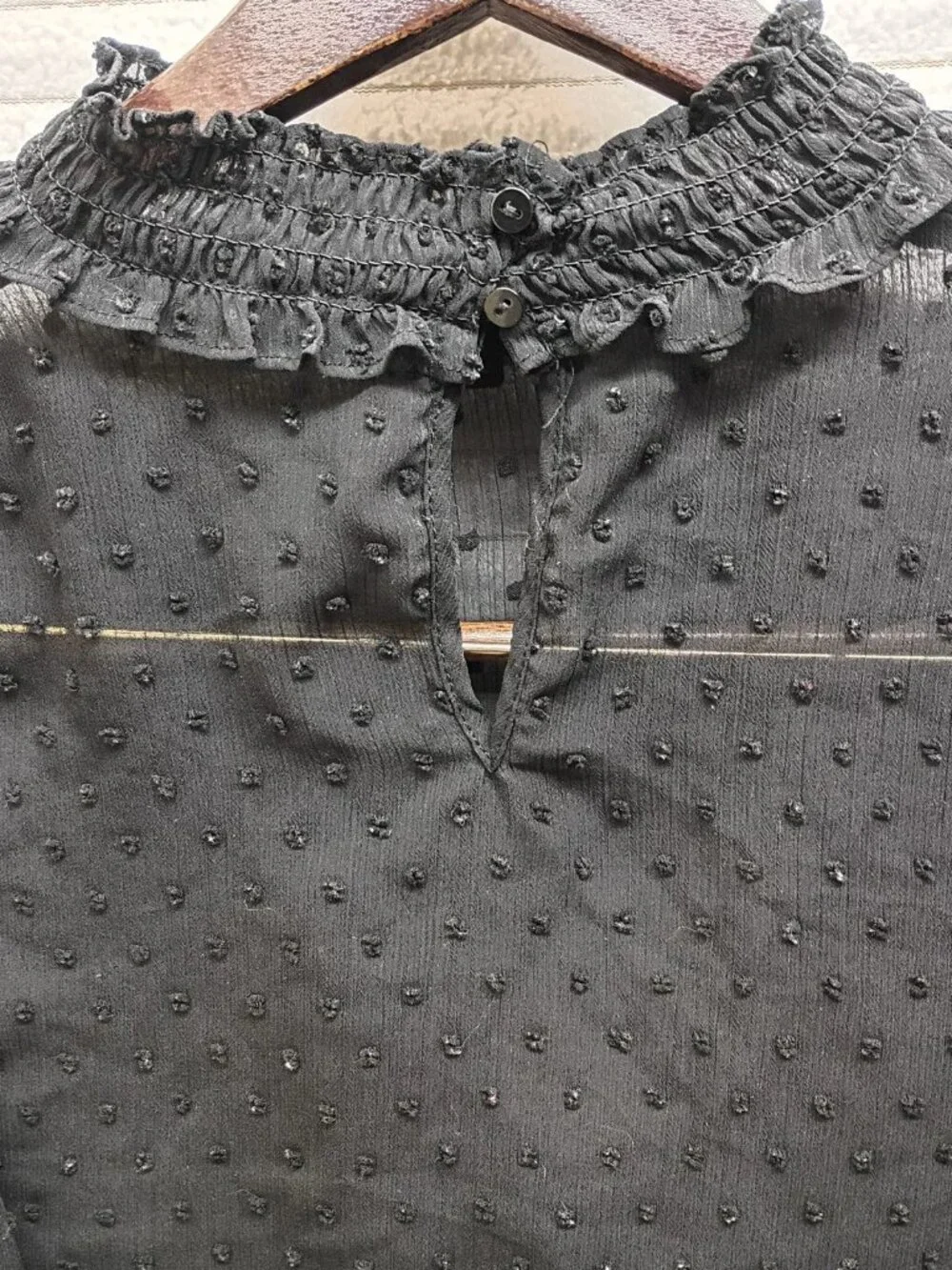 H&M Divided Womens Size L Dress Black Sheer All Over Dots Print Y2k Casual